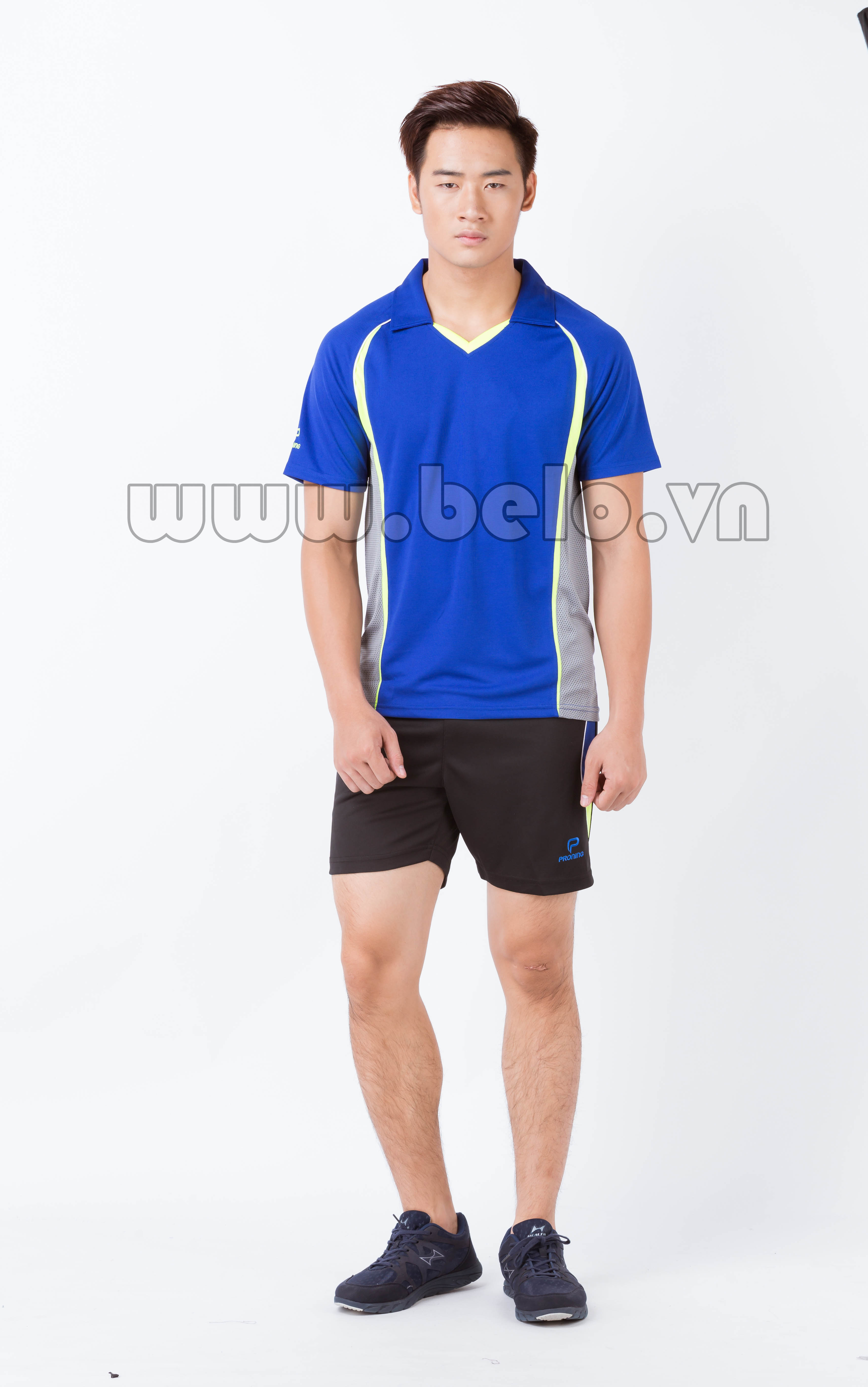 Áo bóng chuyền nam xanh dương pha ghi PN14